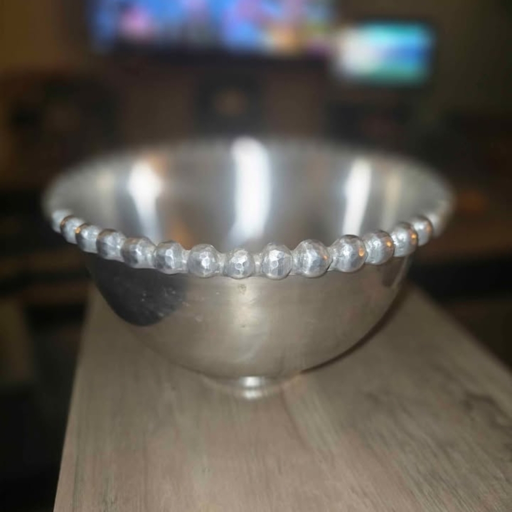 Threshold Silver Beaded Metal Decorative Bowl